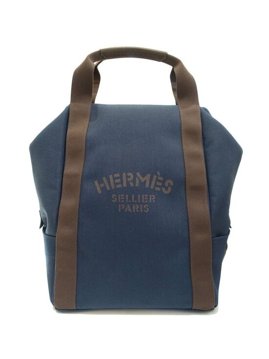 Hermes Sac Depan Sage Gourme Toile Navy Backpack main image 5